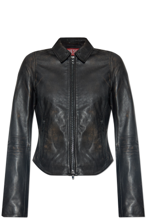 【GUCCI】Black ruffled lambskin leather jacket【ランク:A】 Gucci Lamb Leather Moto Jacket embellished with pearls and